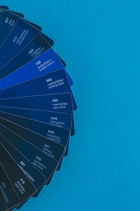 blue and white hand fan