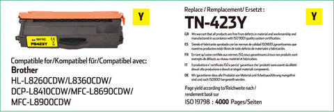 Compatible Brother TN-423Y Yellow Toner