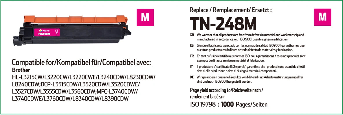 Brother TN-248M Magenta Toner Cartridge Compatible