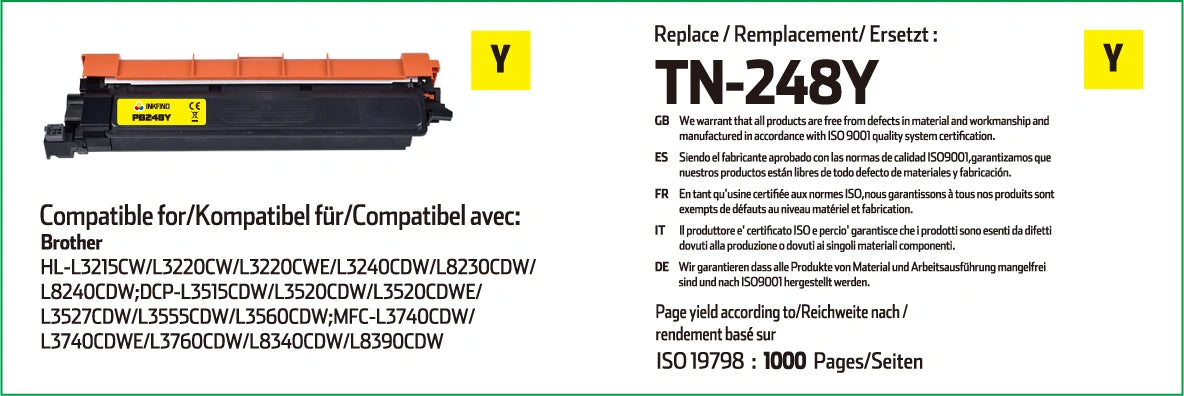 Brother TN-248Y Yellow Toner Cartridge Compatible