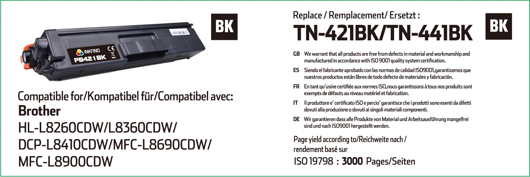 Compatible Brother TN-421BK Black Toner Cartridge