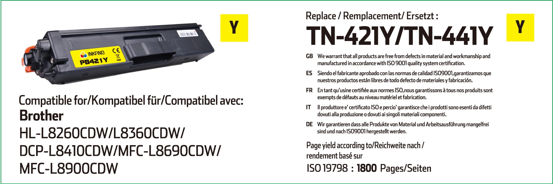 Brother TN-421Y Yellow Toner Cartridge