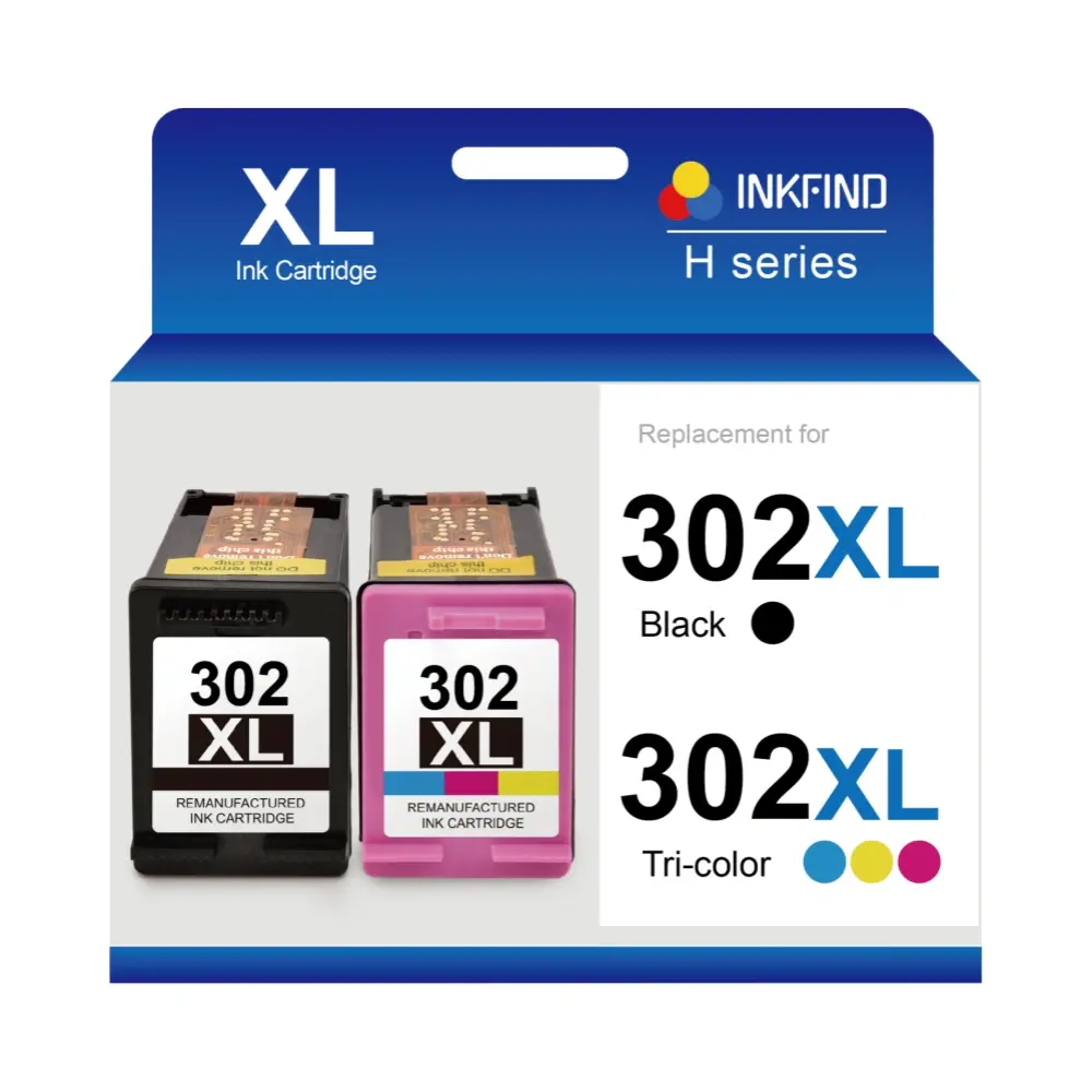 INKFIND HP 302XL Black and Tri-Color Cartridge Multipack