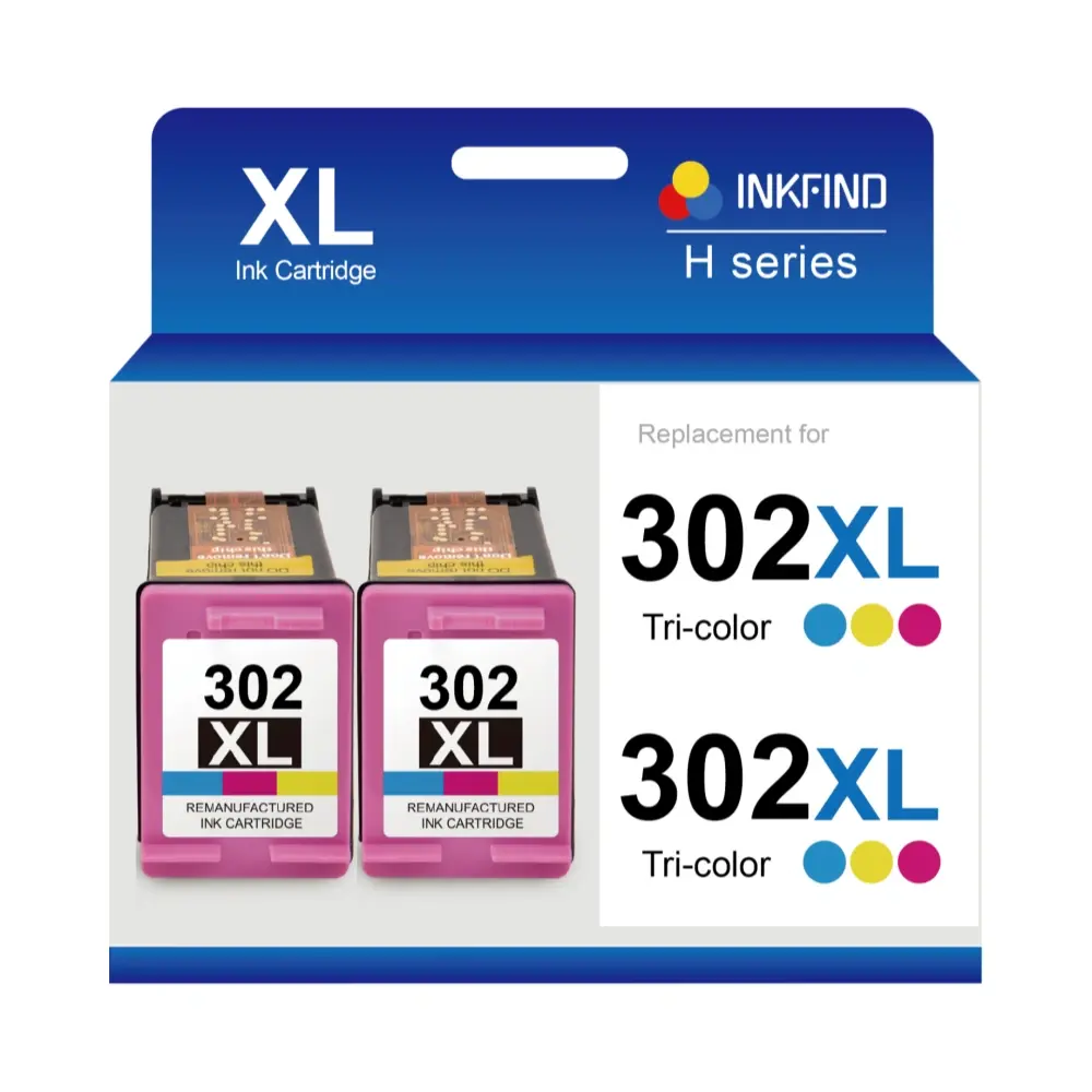 Compatible HP 302XL Tri-Colour Ink Cartridge High Capacity 2-Pack