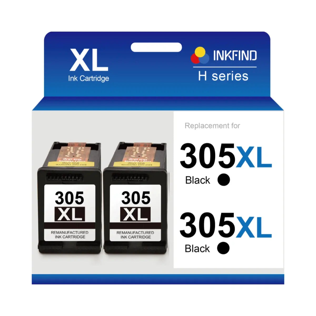 Compatible HP 305XL Black High Capacity Ink Cartridge 2-Pack (2 Black Cartridges) INKFIND