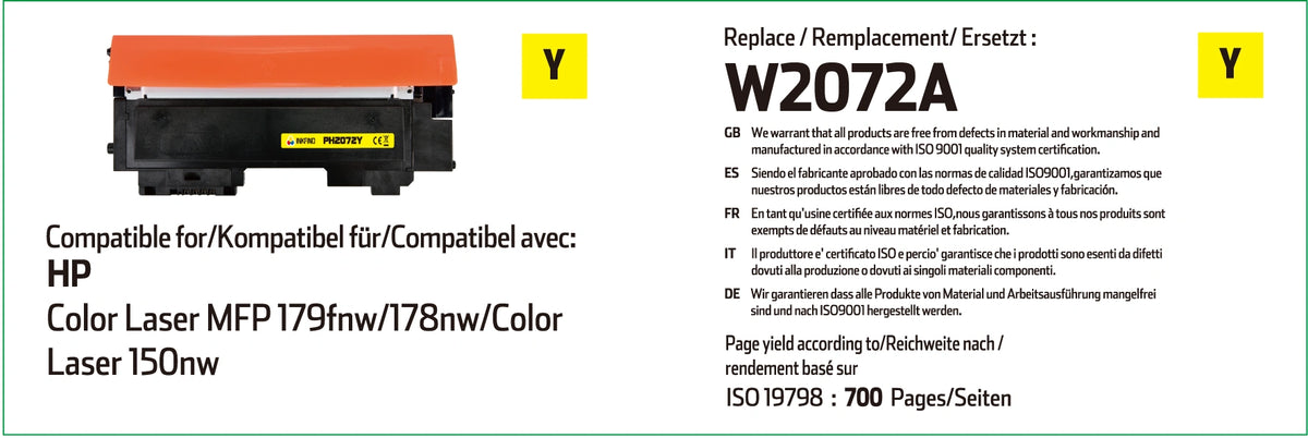 HP 117A Yellow Toner Cartridge - (W2072A)