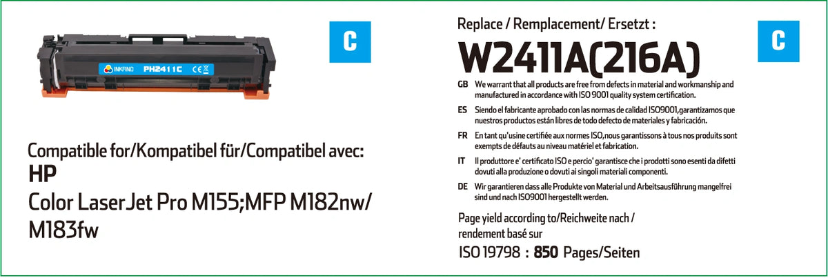 HP 216A Cyan Toner Cartridge W2411A