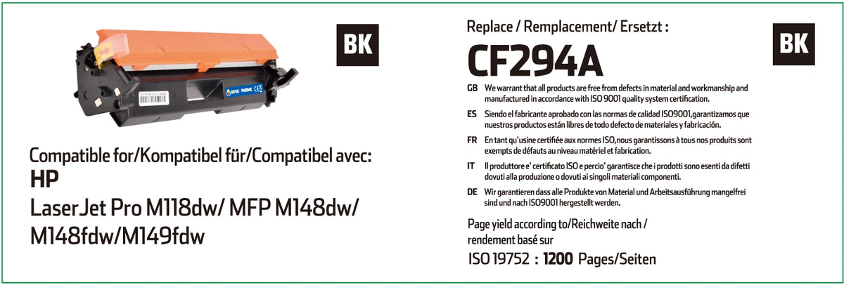 HP 94A Black Toner Compatible - CF294A