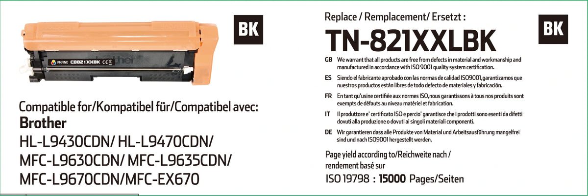 Compatible Brother TN-821XXLBK Extra High Yield Black Toner