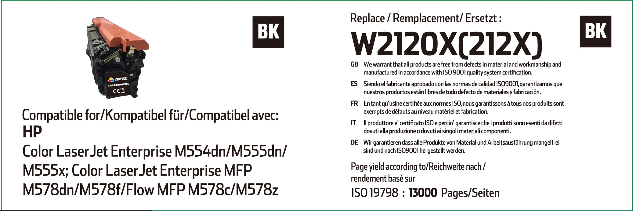 HP 212X High Capacity Black Toner Cartridge - (W2120X)