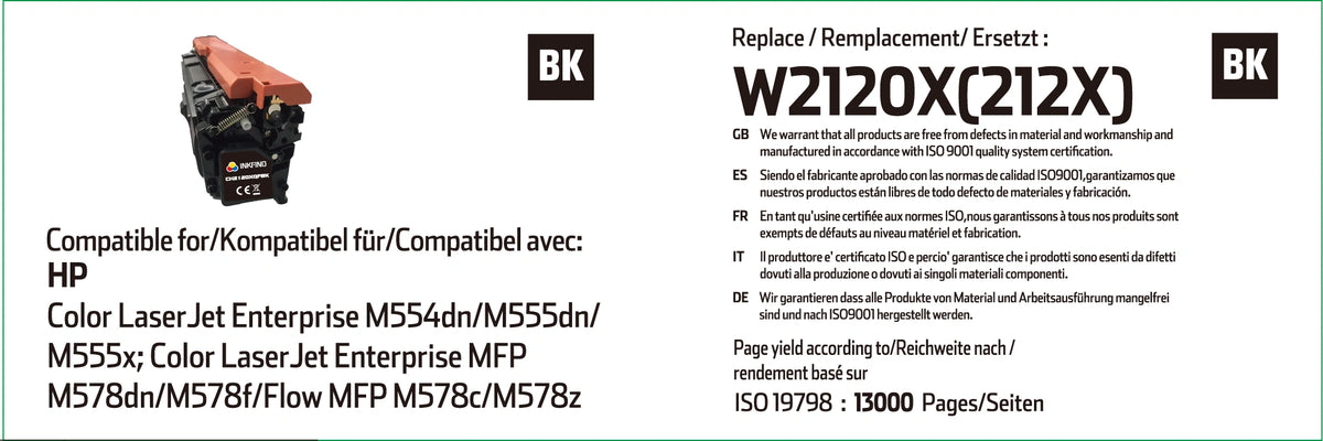 HP 212X High Capacity Black Toner Cartridge - (W2120X)