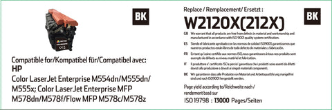 HP 212X High Capacity Black Toner Cartridge - (W2120X)