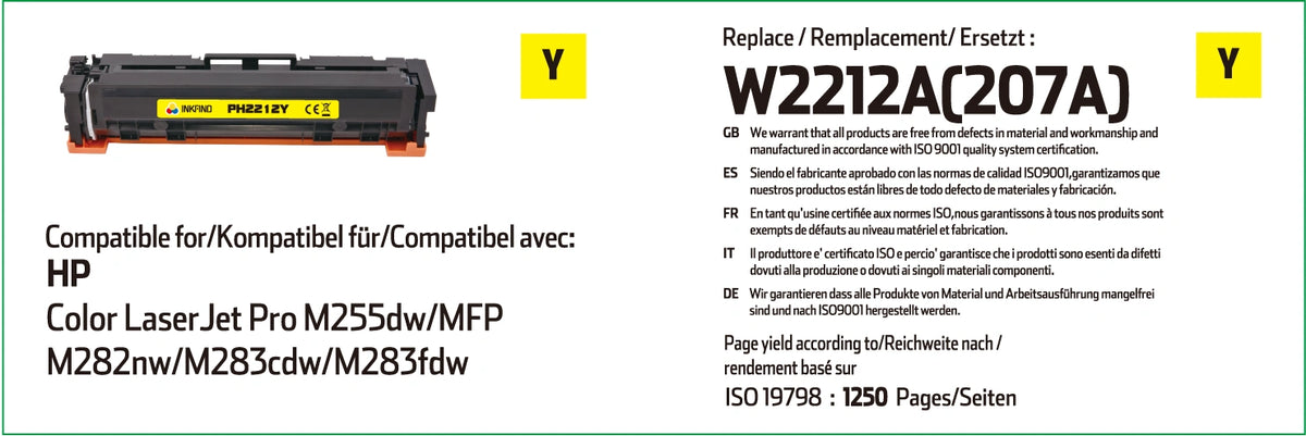 HP 207A Yellow Toner Cartridge - (W2212A)